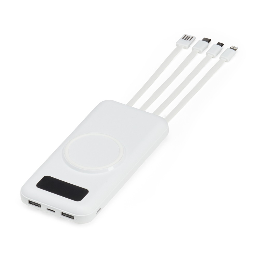 Power Bank 10.000mAh com Carregamento via Indução ou via Cabo Personalizado Power Bank 10.000mAh com Carregamento via Indução ou via Cabo Personalizado