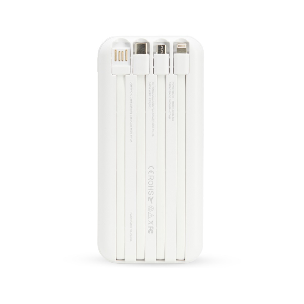 Power Bank 10.000mAh com Carregamento via Indução ou via Cabo Personalizado Power Bank 10.000mAh com Carregamento via Indução ou via Cabo Personalizado