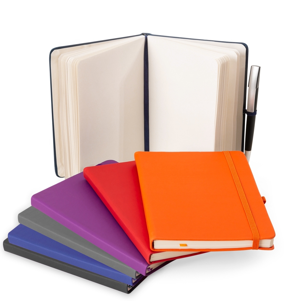 Caderneta Tipo Moleskine Sem Pauta Com Porta Caneta Personalizada