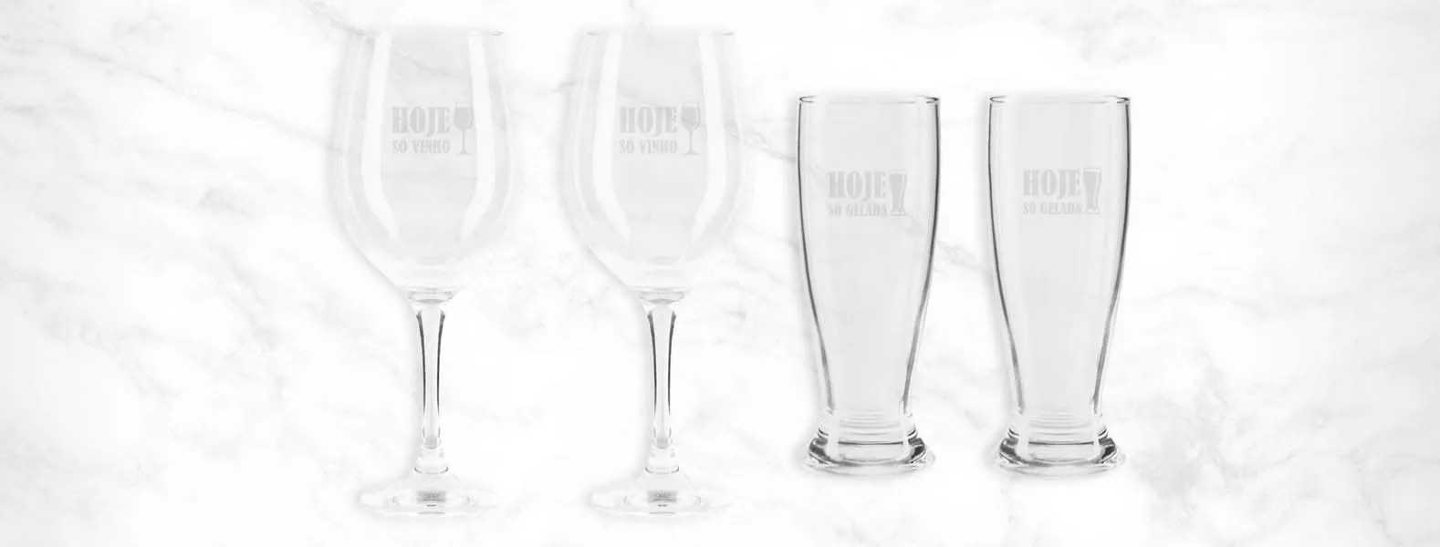 Jogo De Copos De Vidro P/ Vinho / Cerveja Personalizado