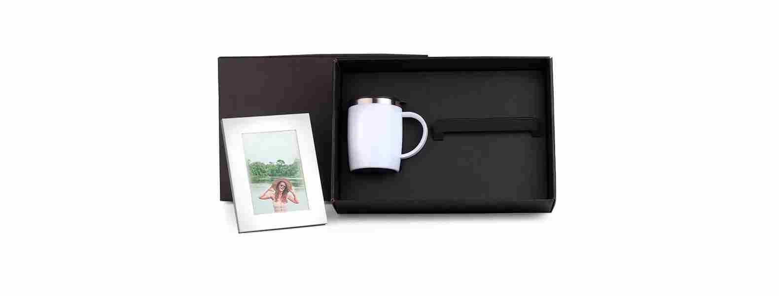 Kit Caneca Em Aço Inox E Porta-Retrato Em Alumínio Personalizado 