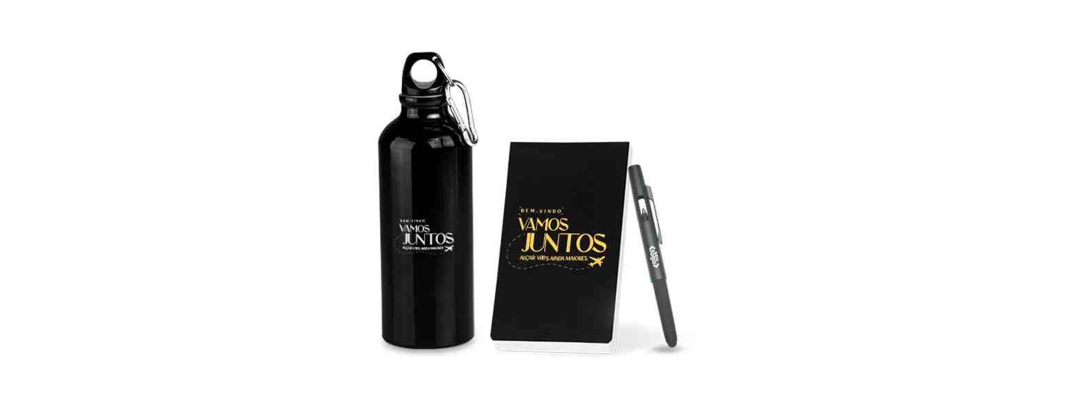 Kit Com Squeeze, Caneta E Bloco Personalizado 