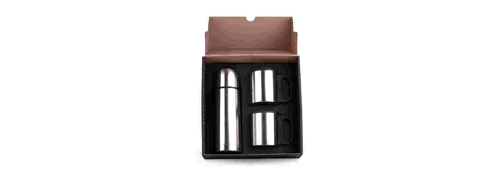 Kit Garrafa E Caneca Em Aço Inox 330/180ml Personalizado 