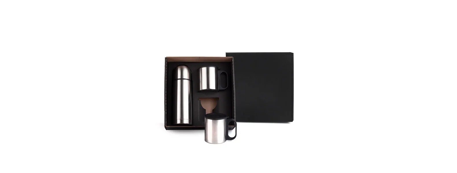 Kit Garrafa E Caneca Em Aço Inox 330/180ml Personalizado 