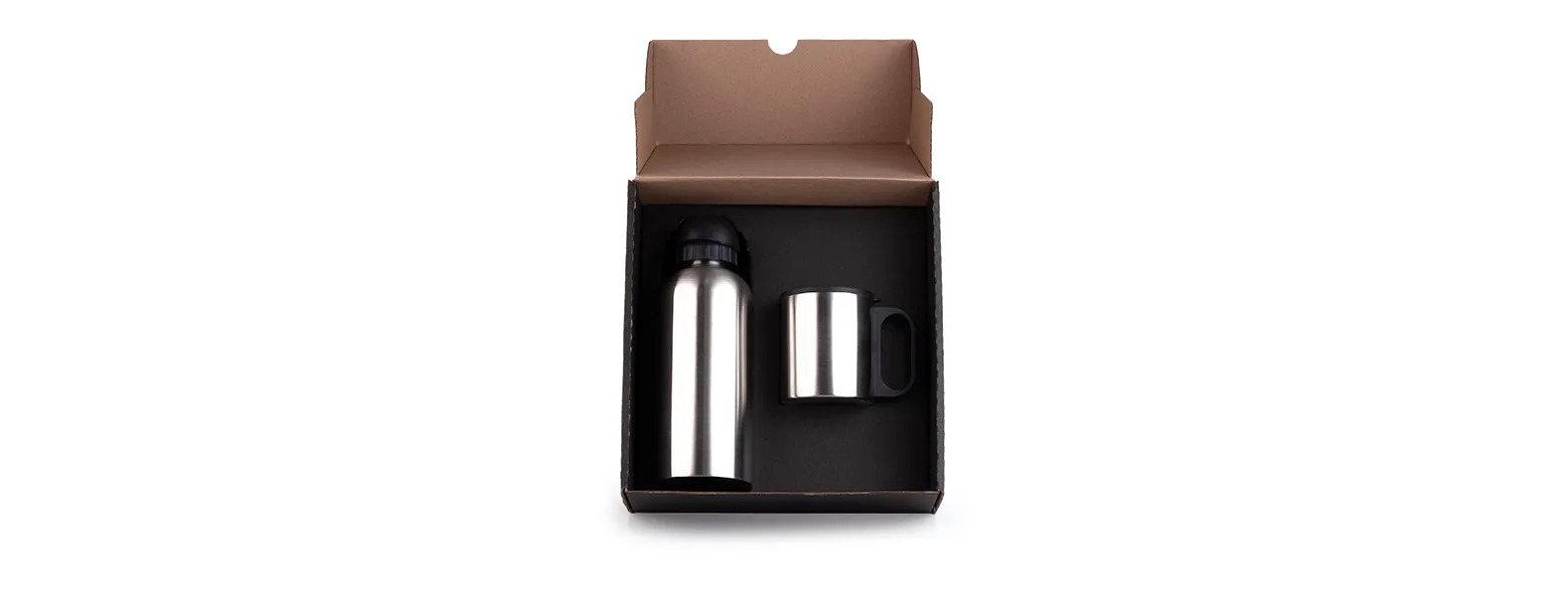 Kit Garrafa e Caneca Em Aço Inox 600/180ml Personalizado 