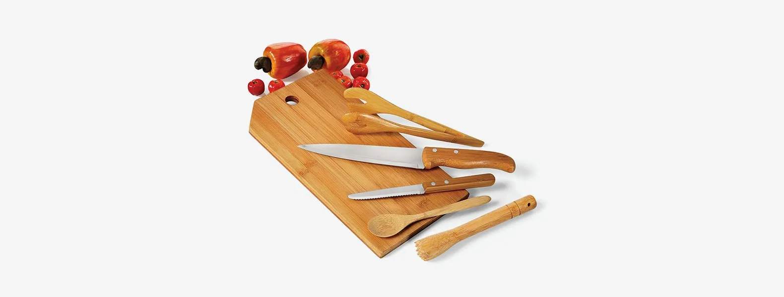 Kit para Bar rm Bambu Mônaco com Facas e Tábua com Logo