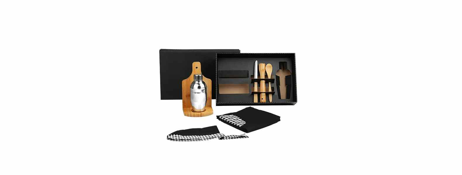 Kit Para Caipirinha Em Bambu Com Avental E Bandana com Logo