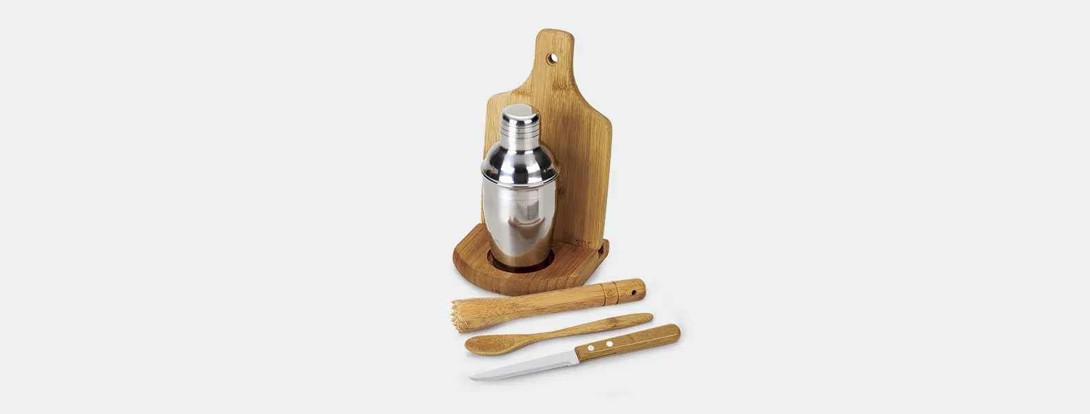 Kit Para Caipirinha Em Bambu Com Avental E Bandana com Logo