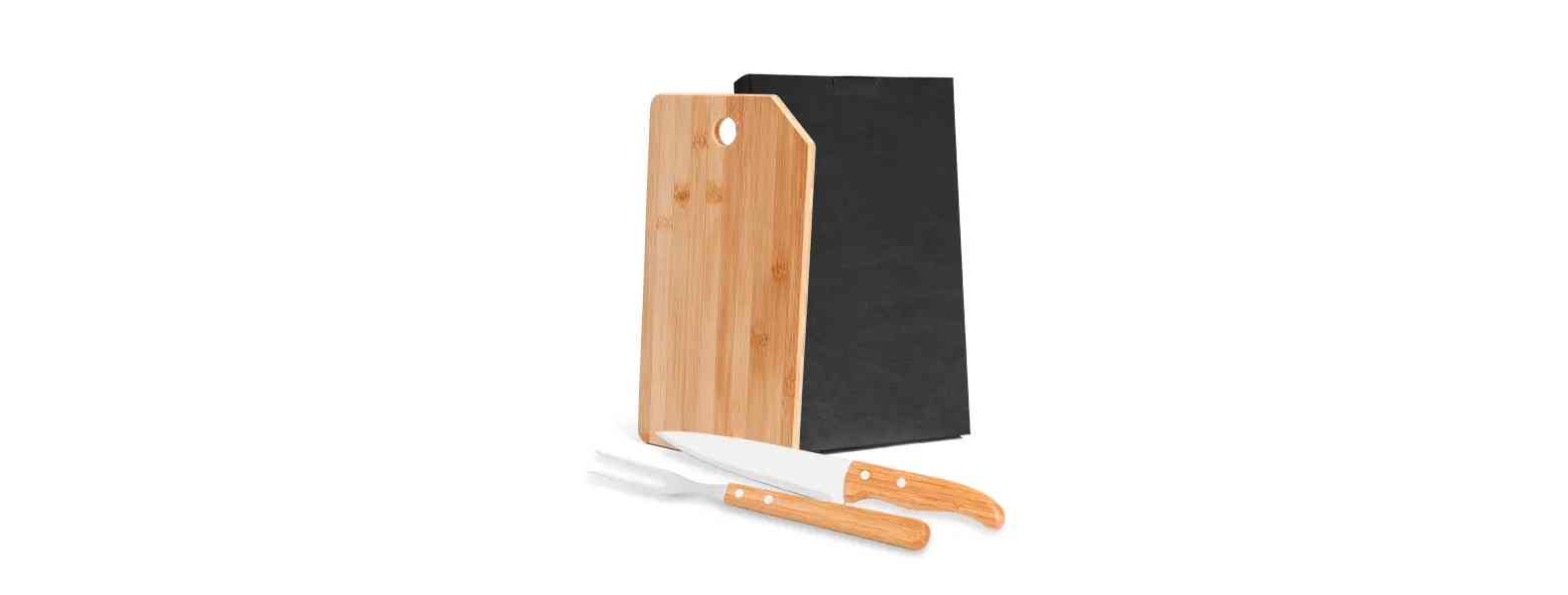 Kit para Churrasco / Cozinha em Bambu / Inox Personalizado com Logo