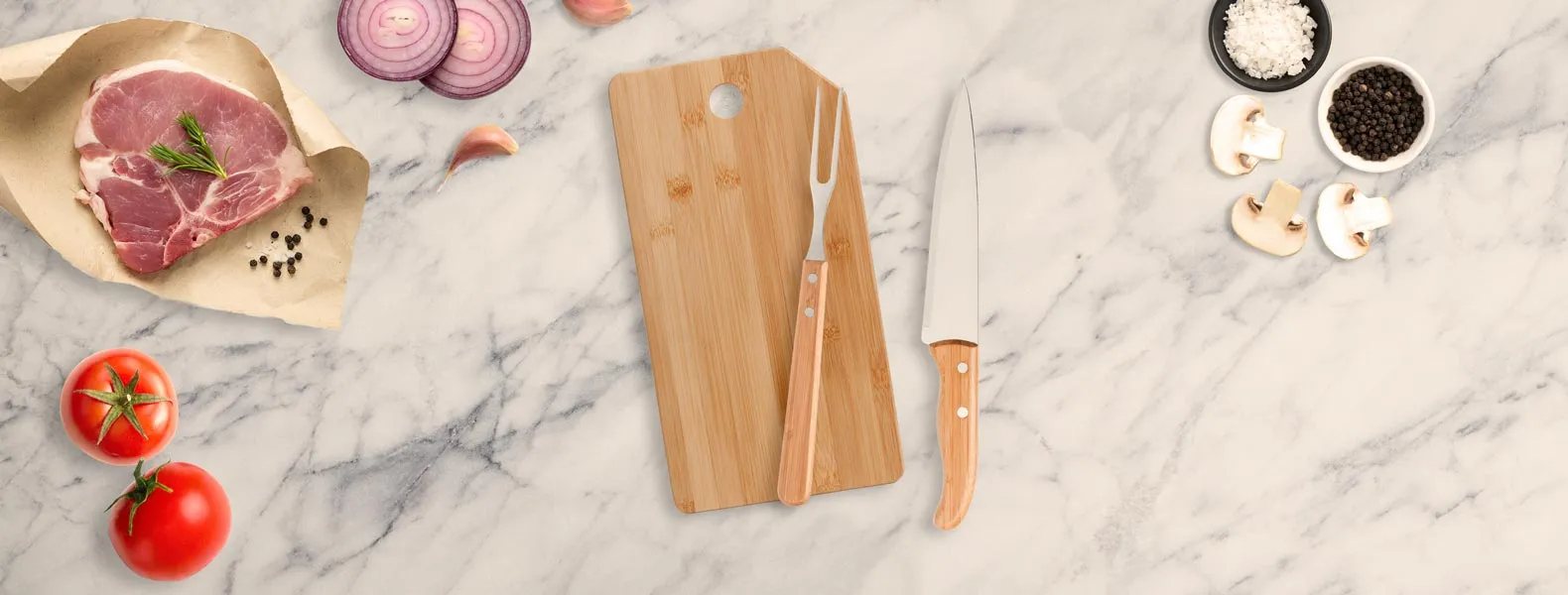 Kit para Churrasco / Cozinha em Bambu / Inox Personalizado com Logo