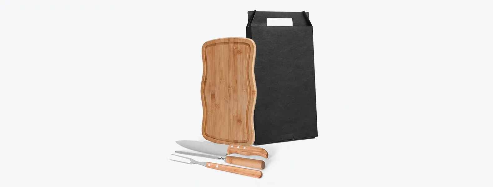 Kit para Churrasco / Cozinha em Bambu / Inox Personalizado com Logo