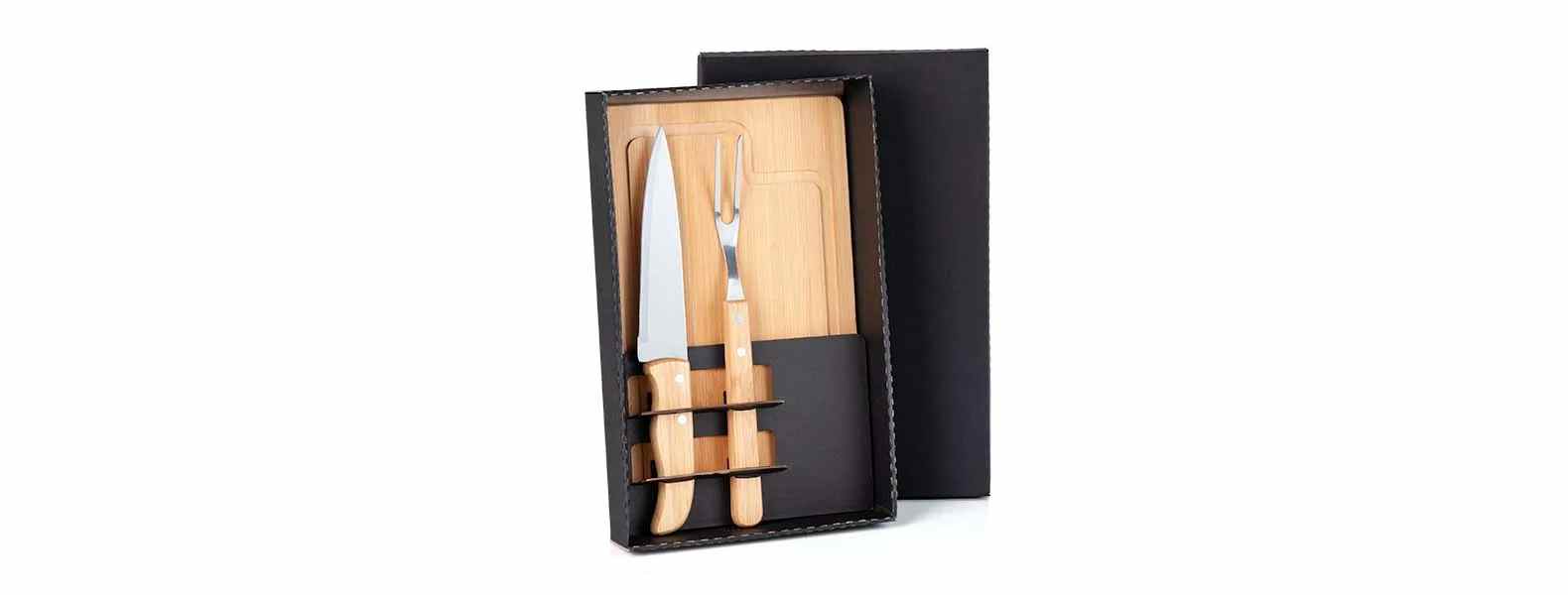 Kit para Churrasco em Bambu com Tábua 32Cm com Logo