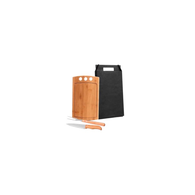 Kit para Churrasco em Bambu / Inox Personalizado com Logo Kit para Churrasco em Bambu / Inox Personalizado com Logo