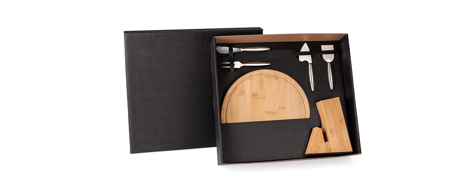 Kit para Queijo Com Cepo Em Bambu / Inox Personalizado 