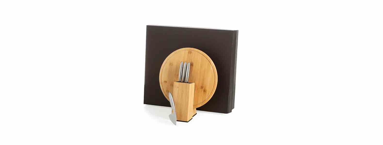 Kit para Queijo Com Cepo Em Bambu / Inox Personalizado 