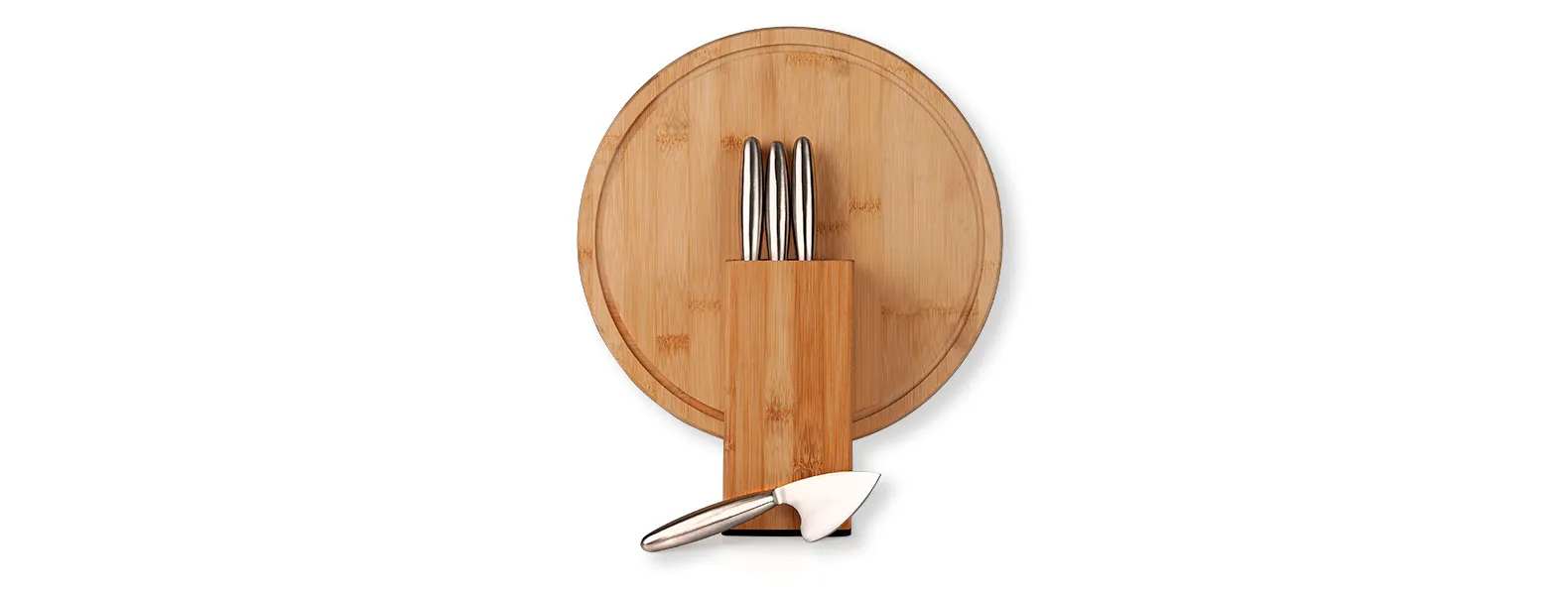 Kit para Queijo Com Cepo Em Bambu / Inox Personalizado 