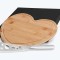 Kit para Queijo Com Tábua Formato Coração Bambu / Inox Personalizado 