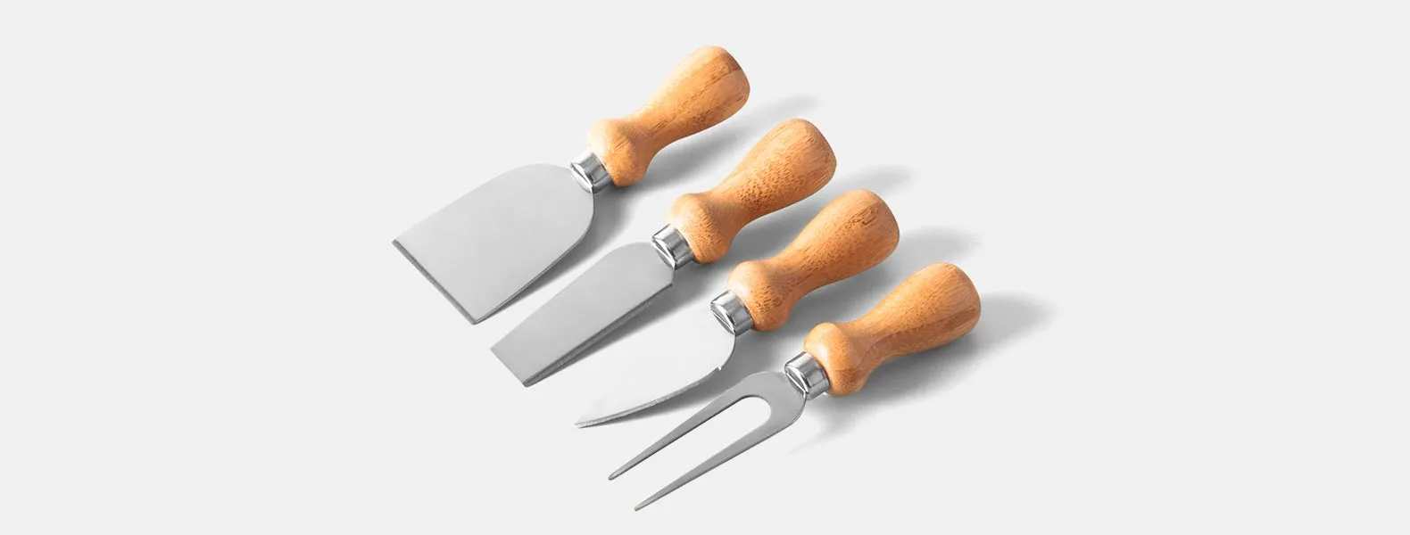 Kit para Queijo E Faca Santoku Em Inox / Bambu Personalizado 