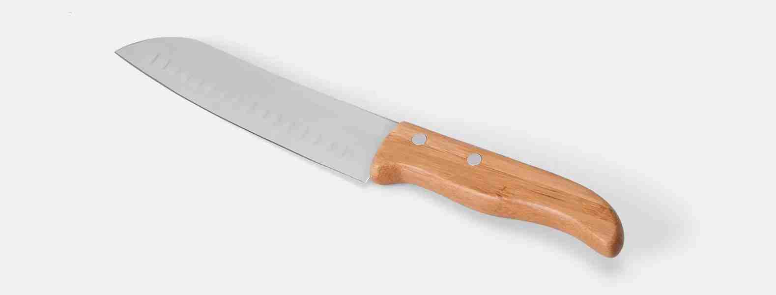 Kit para Queijo E Faca Santoku Em Inox / Bambu Personalizado 