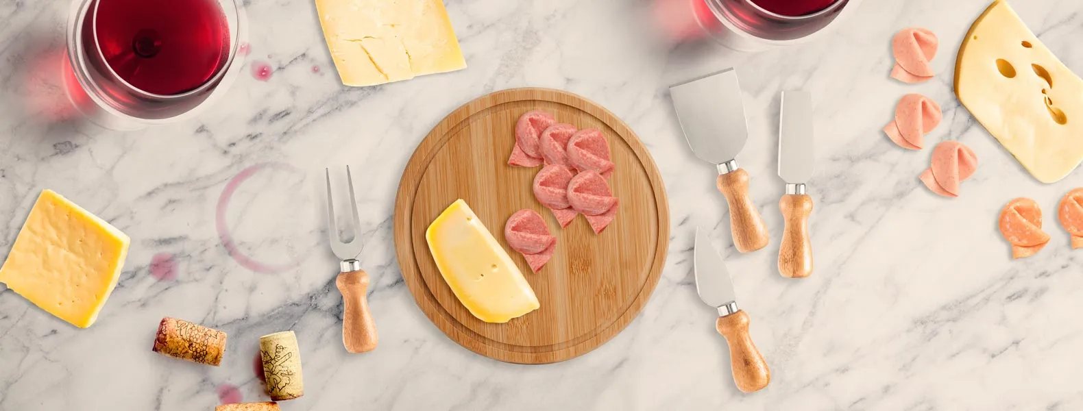 Kit para Queijo Em Bambu Córdoba Personalizado 