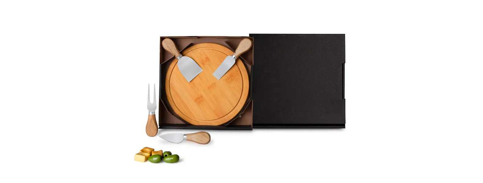 Kit para Queijo Em Bambu / Madeira / Inox Personalizado com Logo