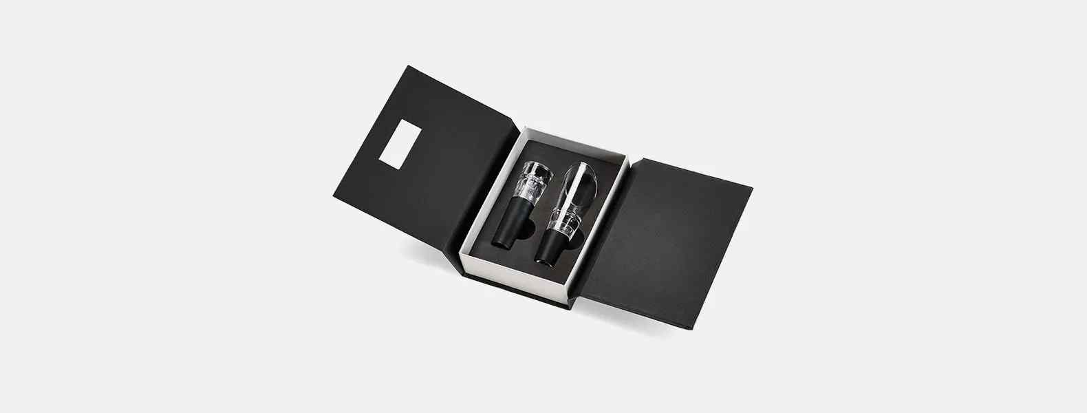 Kit Para Vinho Com Caixa Em Papelão Rígido Preto Personalizado