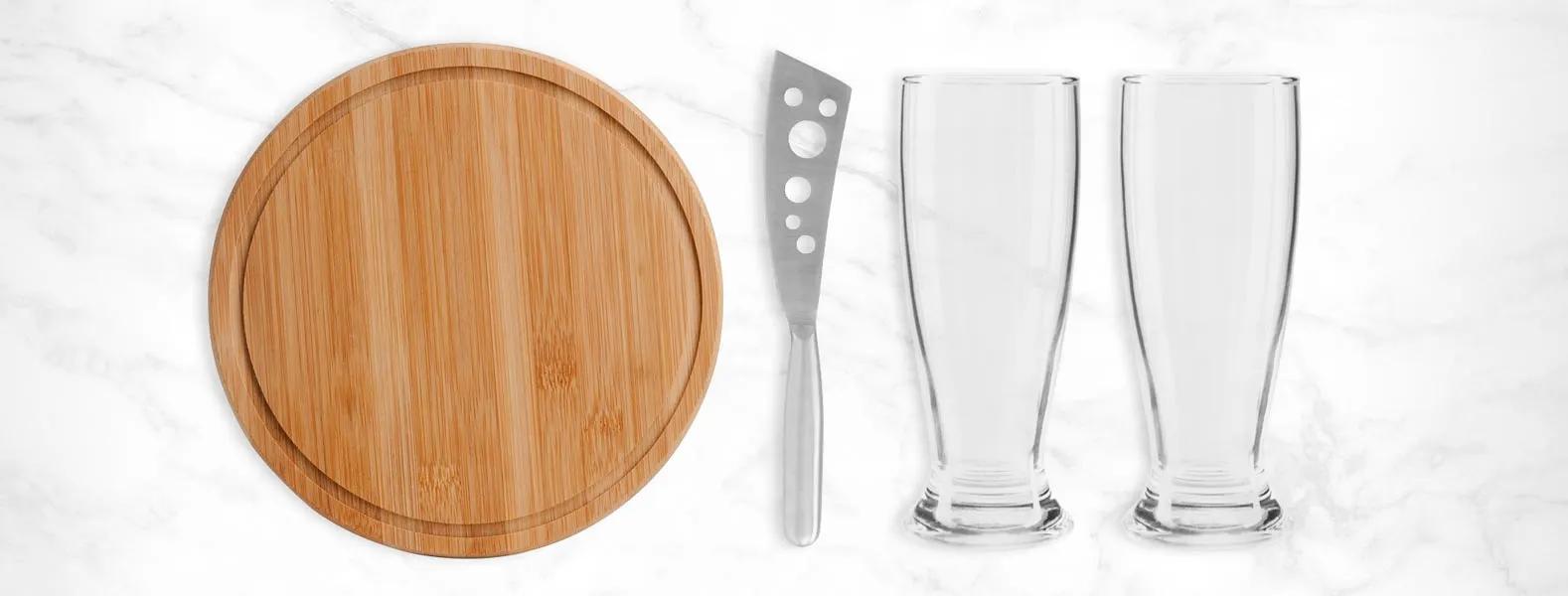 Kit Queijo e Cerveja 4 Peças com Logo 