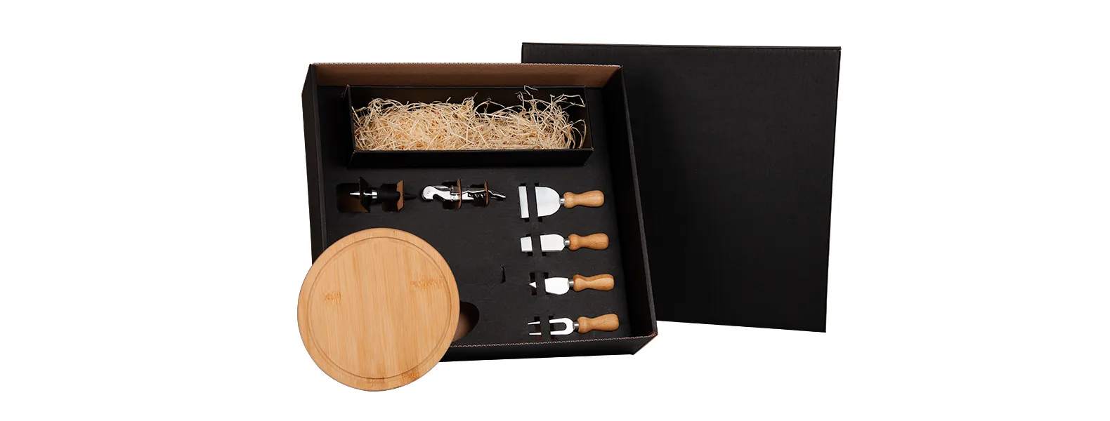 Kit Queijo e Champagne 6 Peças com Logo Personalizado