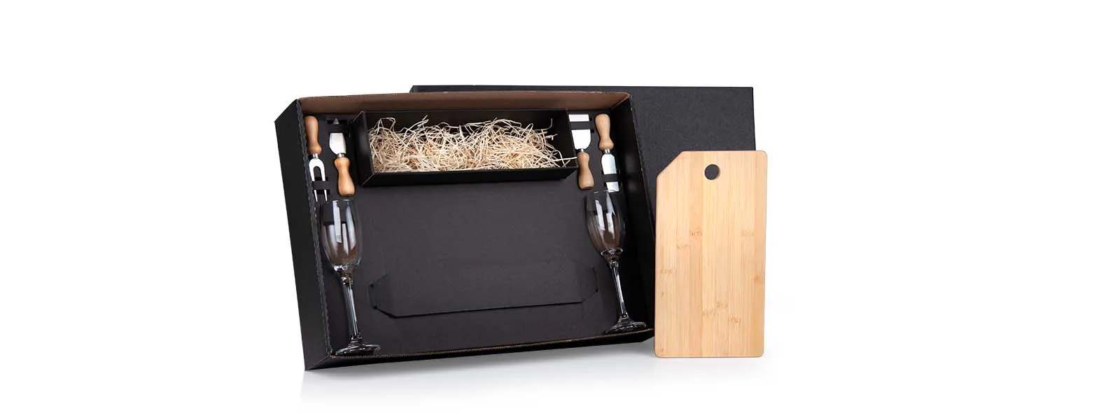 Kit Queijo e Champagne 7 Peças Personalizado com Logo