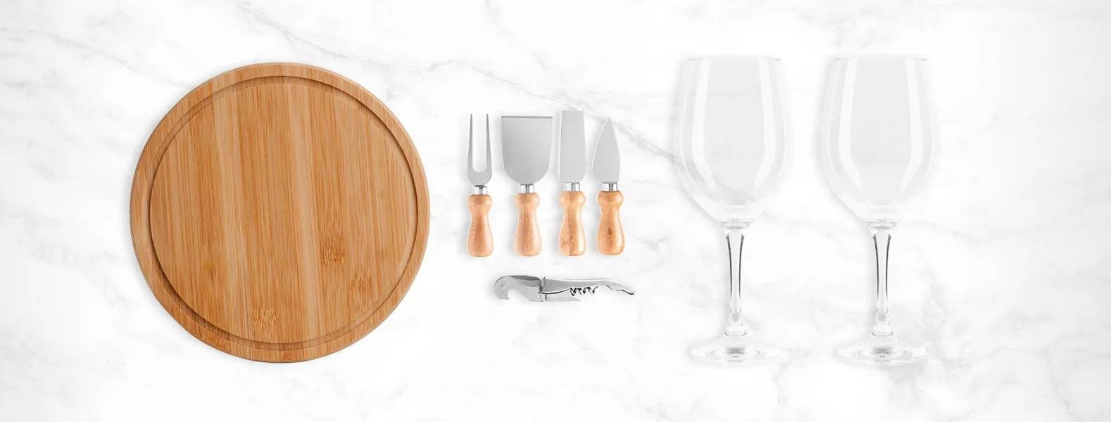 Kit Queijo e Vinho Com Abridor Saca Rolhas 8 Peças com Logo 