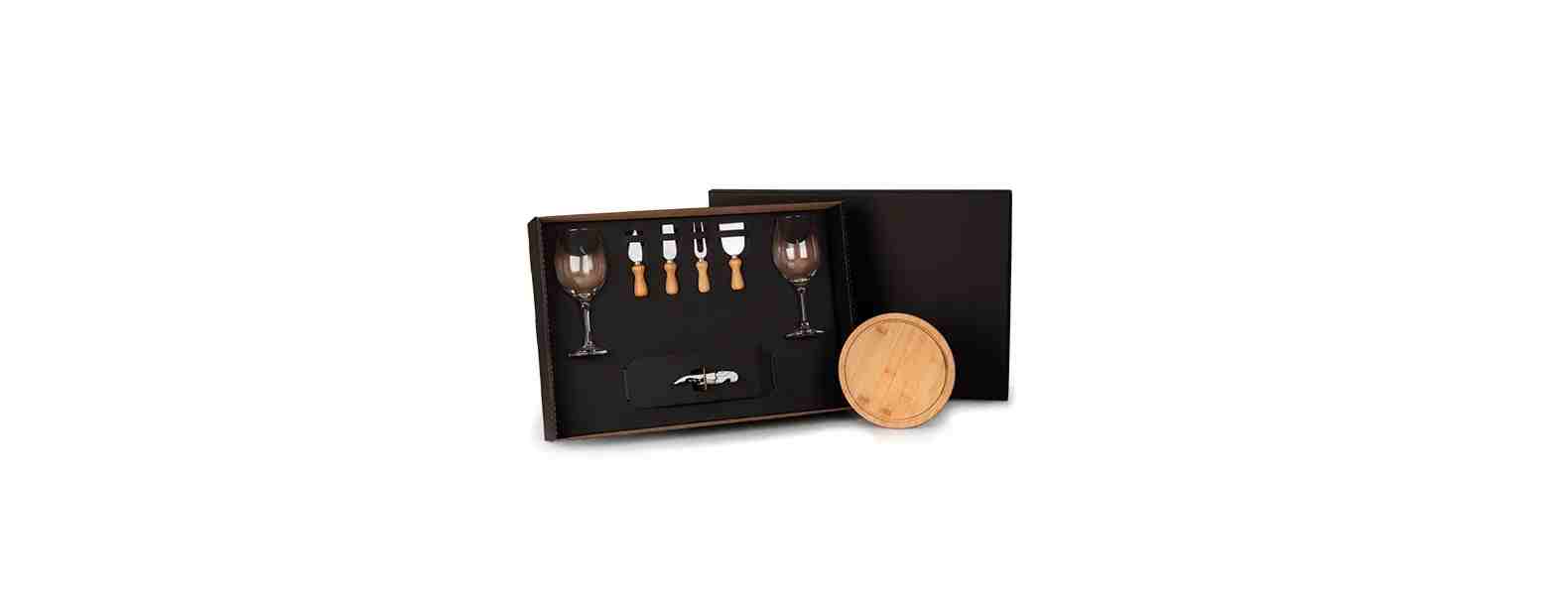 Kit Queijo e Vinho Com Abridor Saca Rolhas 8 Peças com Logo 