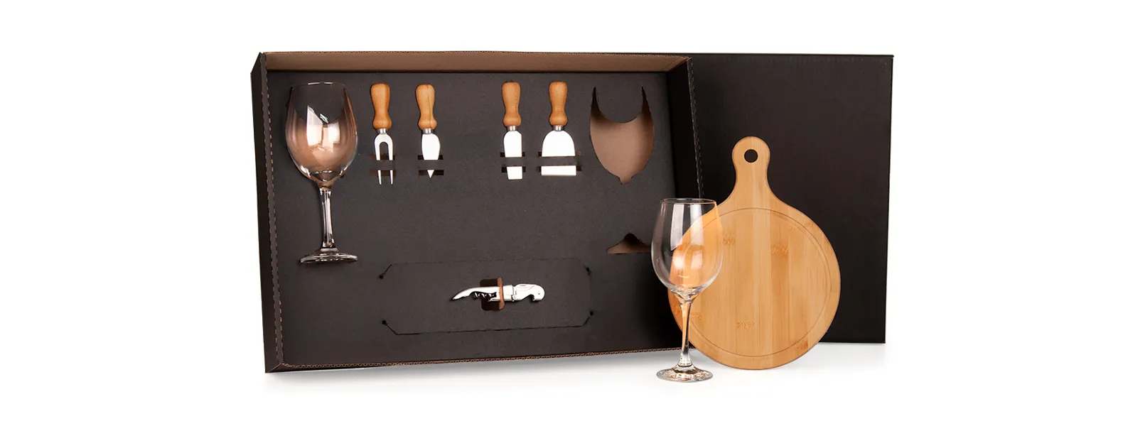 Kit Queijo e Vinho Com Tábua Redonda Personalizado