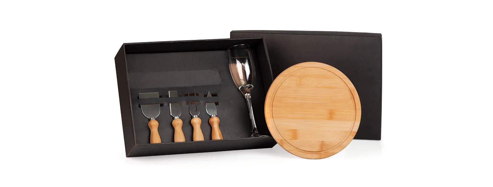 Kit Queijo, Taça, Tábua E Utensílios 6 Peças com Logo 