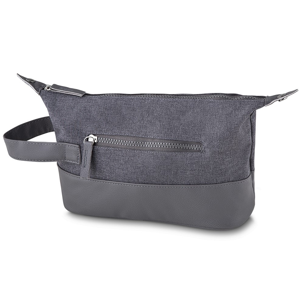 Necessaire Nylon Com Detalhes Em Couro Sintético Com Logo Necessaire Nylon Com Detalhes Em Couro Sintético Com Logo