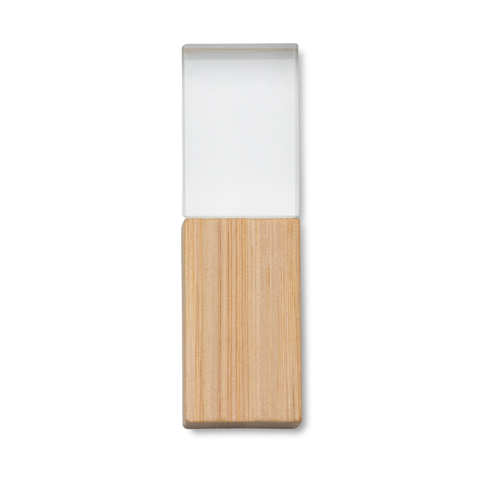 Pen Drive Cristal e Bambu Personalizado Pen Drive Cristal e Bambu Personalizado